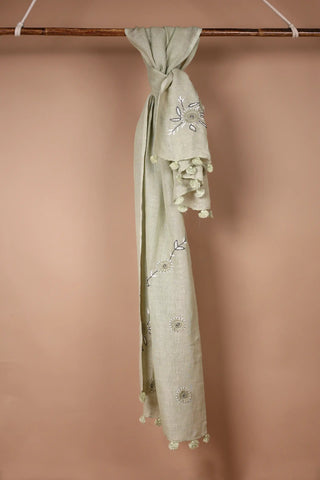 Pastel Green Linen Stole