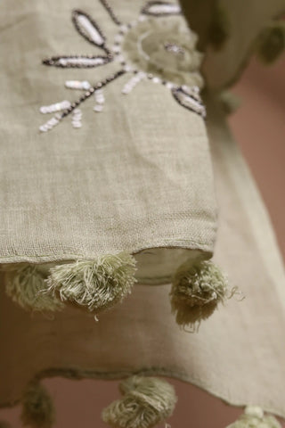 Pastel Green Linen Stole