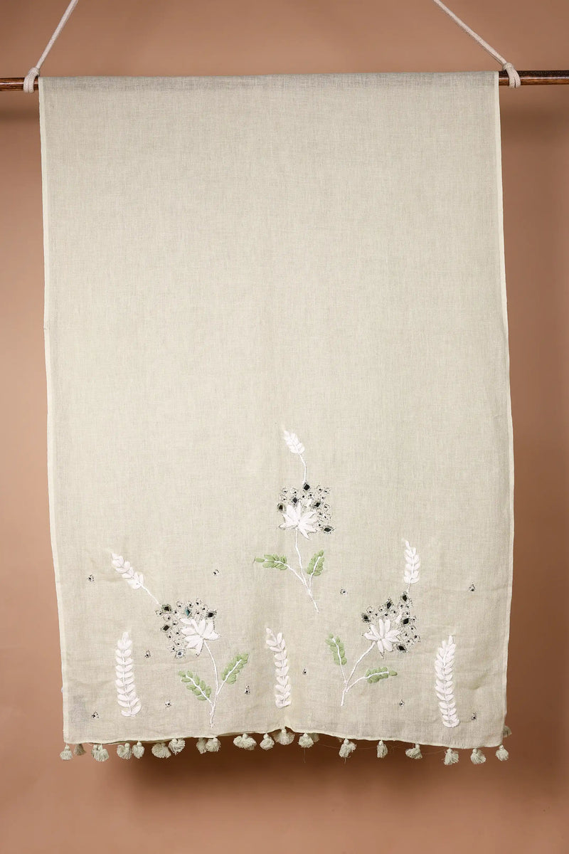 Pista Green Linen Stole