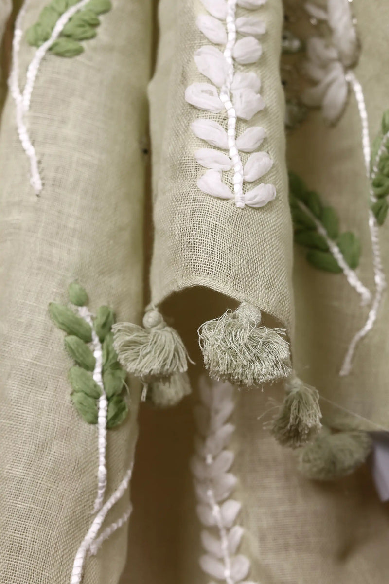 Pista Green Linen Stole