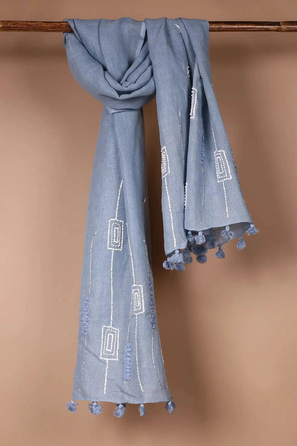 Dusty Blue Linen Stole