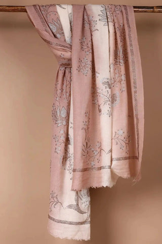 Off-White and Beige Semi Pashmina Shawl