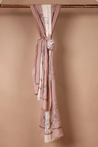 Off-White and Beige Semi Pashmina Shawl