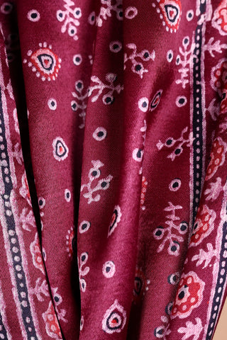 Maroon Ajrakh Satin Dupatta