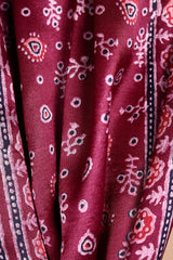 Maroon Ajrakh Satin Dupatta