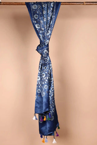 Blue Ajrakh Satin Dupatta