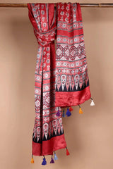 Red Ajrakh Satin Dupatta