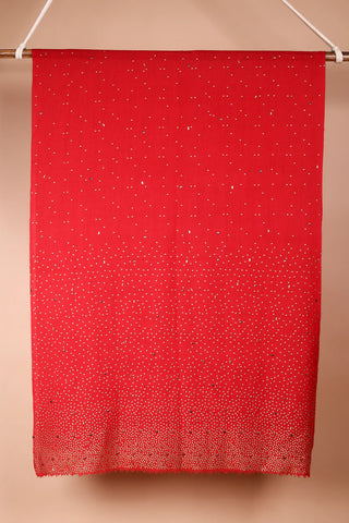 Red Semi Pashmina Shawl