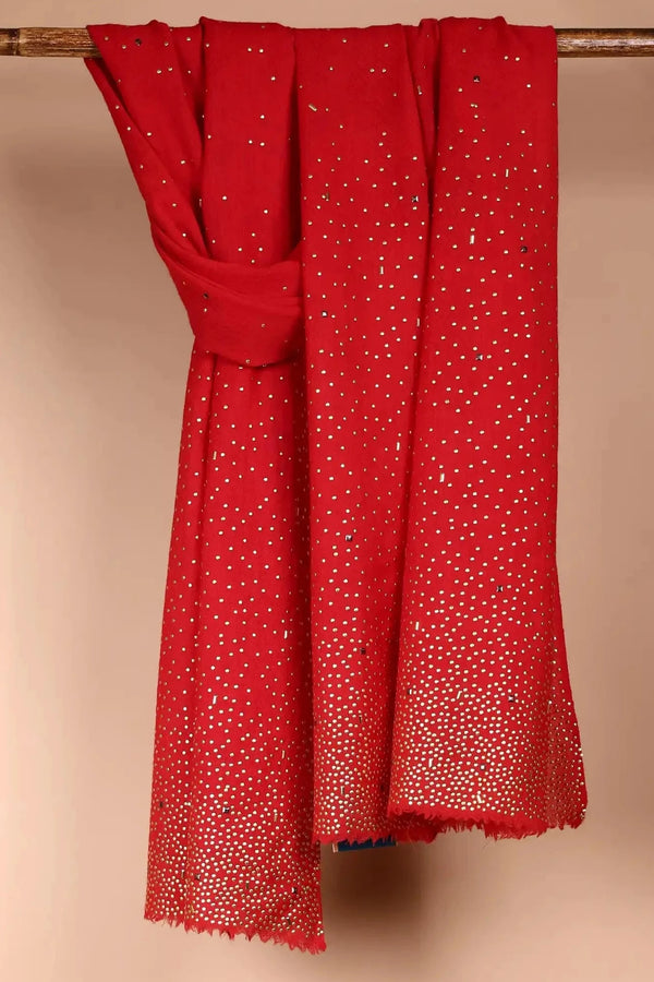 Red Semi Pashmina Shawl