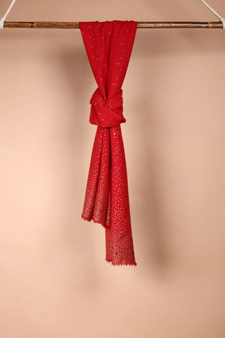 Red Semi Pashmina Shawl