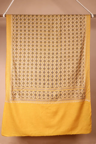 Mustard Yellow Semi Pashmina Shawl