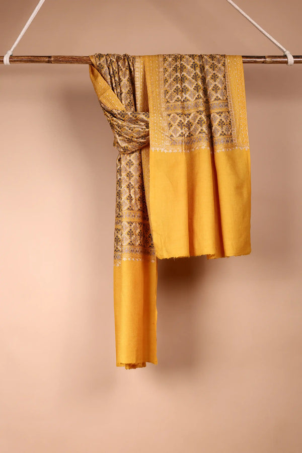 Mustard Yellow Semi Pashmina Shawl