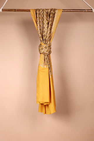 Mustard Yellow Semi Pashmina Shawl