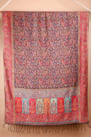 Multi-colour semi pashmina Silk Shawl