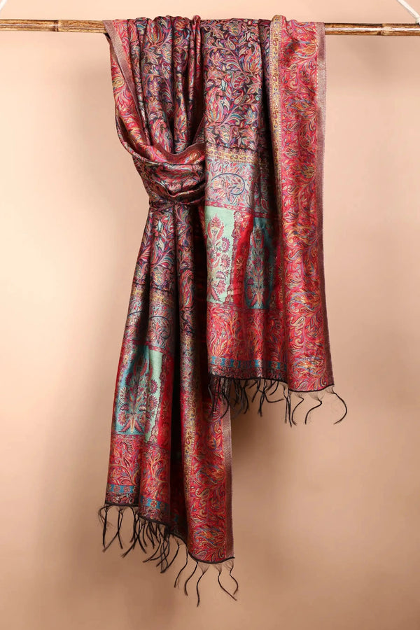 Multi-colour semi pashmina Silk Shawl