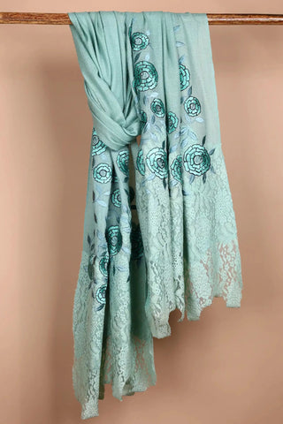 Sea-Green Semi Pashmina Shawl