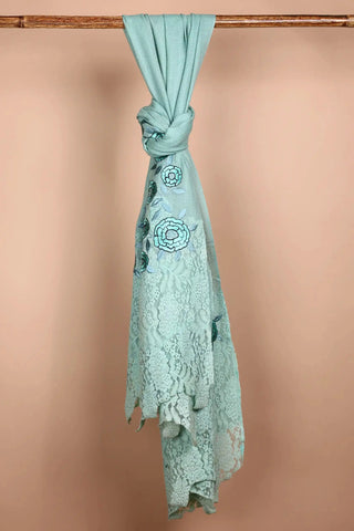 Sea-Green Semi Pashmina Shawl