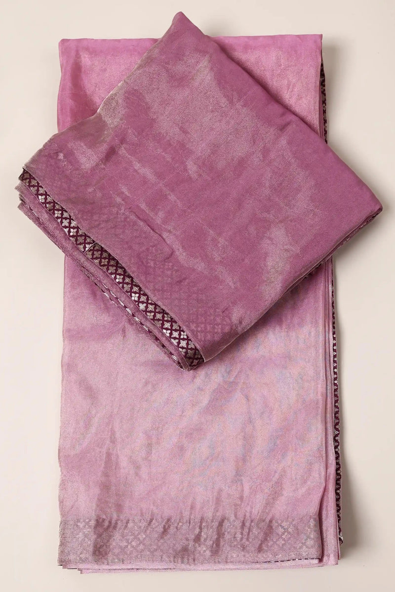 Purple with Silver (Shaded) Chanderi Tissue Saree