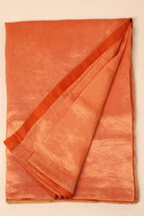 Orange Chanderi Tissue Saree with Golden Zari Stripes