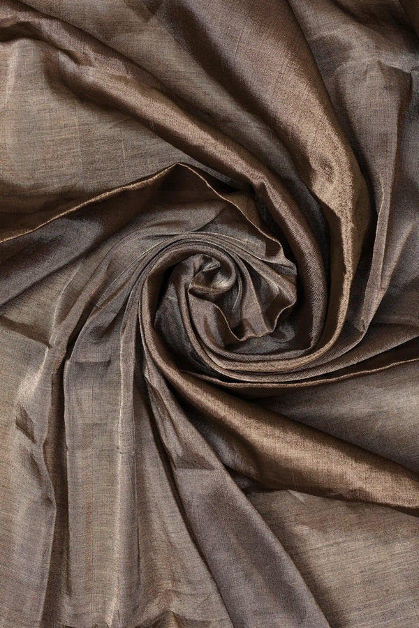 Plain Steel-Grey Chanderi Tissue Saree with Facing