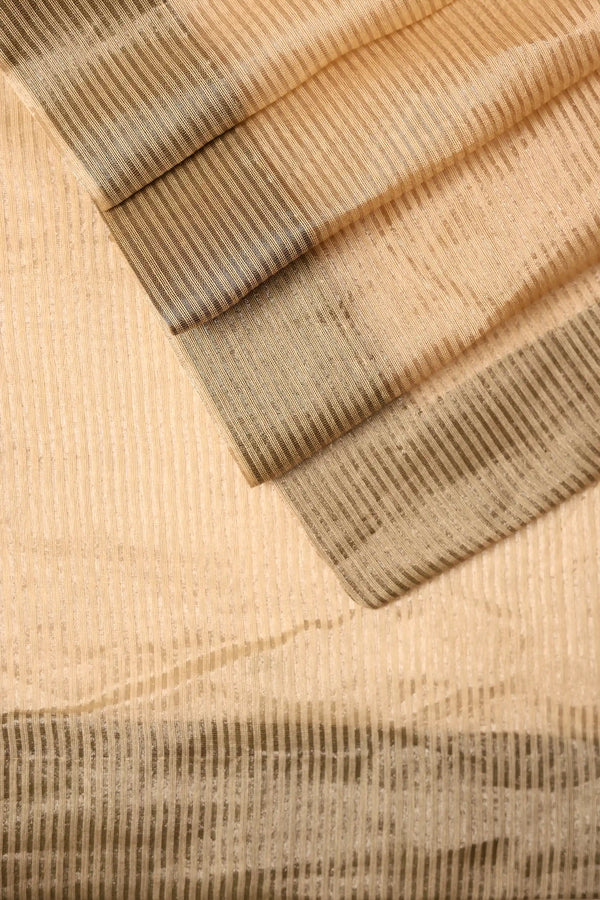 Off-White Chanderi Tissue saree with Light Golden Zari