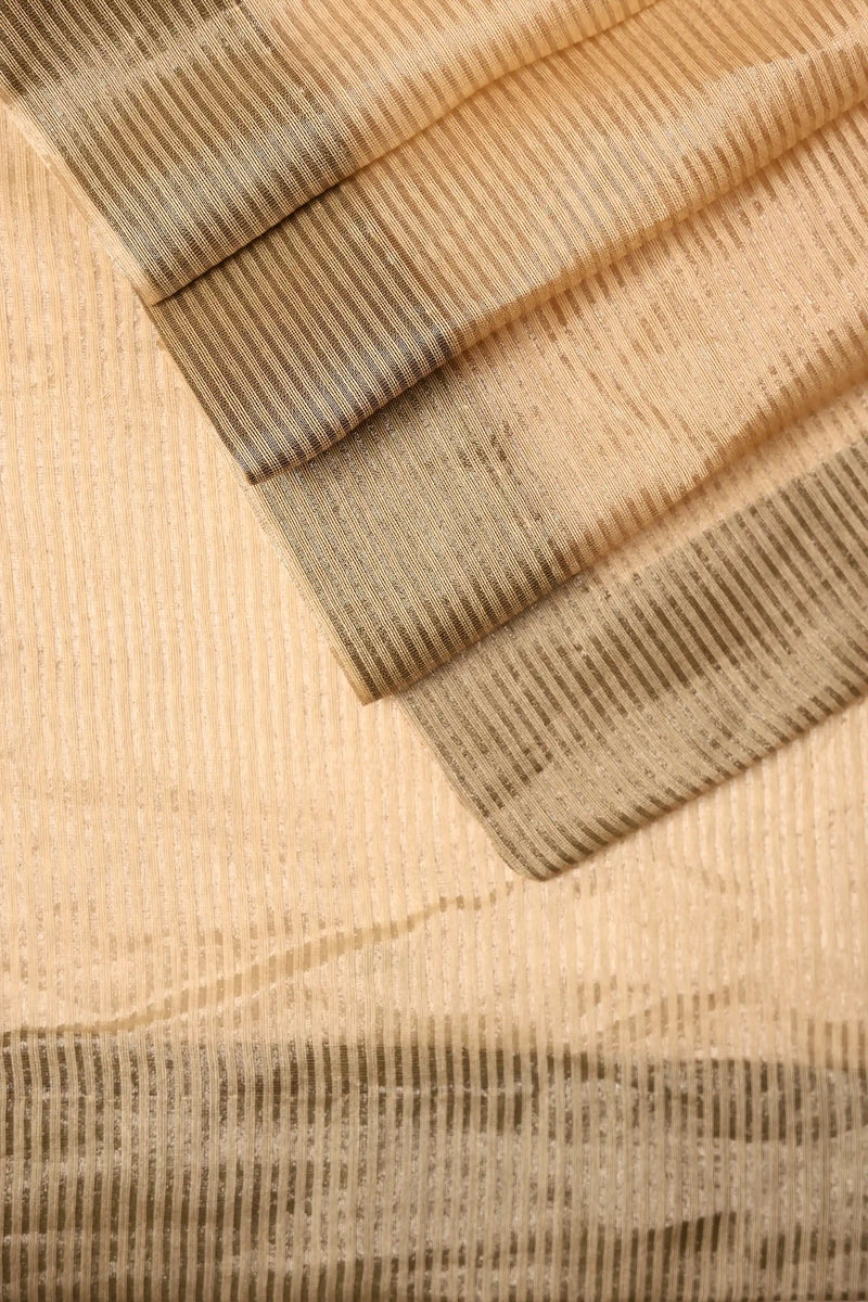 Off-White Chanderi Tissue saree with Light Golden Zari