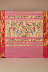 Light Pink Handloom Cotton Paithani Saree