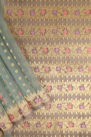 Greyish Blue Banarasi Silk Organza Saree