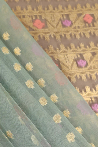 Greyish Blue Banarasi Silk Organza Saree