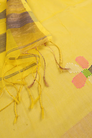 Yellow Jamdani Muslin Cotton Saree