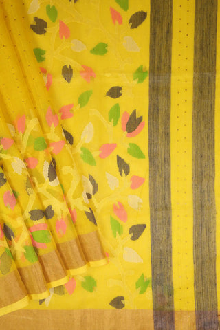 Yellow Jamdani Muslin Cotton Saree