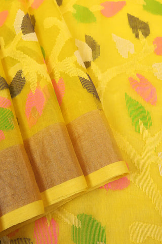 Yellow Jamdani Muslin Cotton Saree