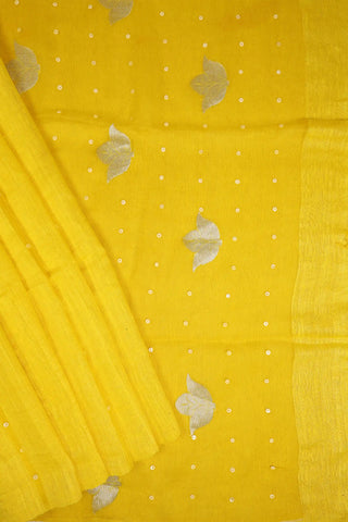 Light Yellow Jamdani Muslin Cotton Saree