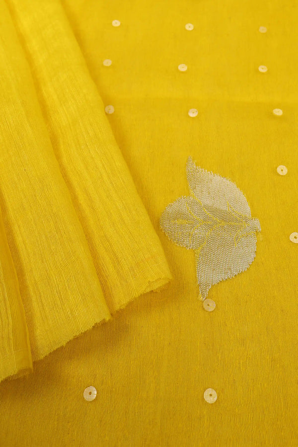 Light Yellow Jamdani Muslin Cotton Saree