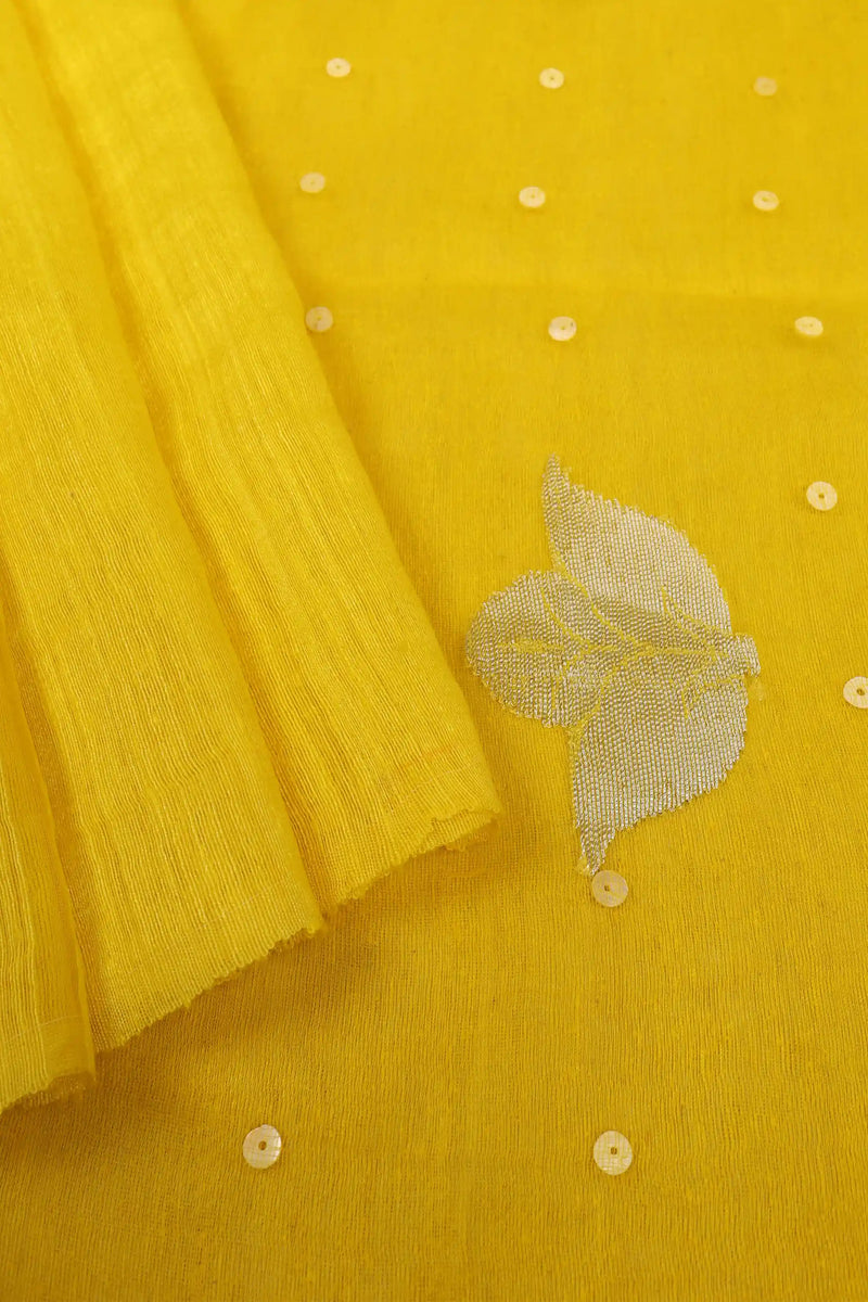 Light Yellow Jamdani Muslin Cotton Saree