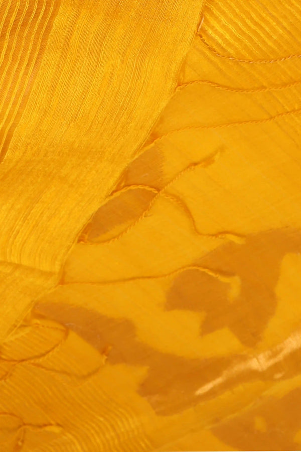 Mustard Yellow Jamdani Bhagalpuri Matka Silk Saree