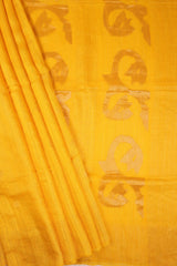 Mustard Yellow Jamdani Bhagalpuri Matka Silk Saree