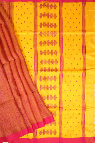 Yellow Jamdani Bhagalpuri Matka Silk Saree