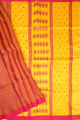 Yellow Jamdani Bhagalpuri Matka Silk Saree