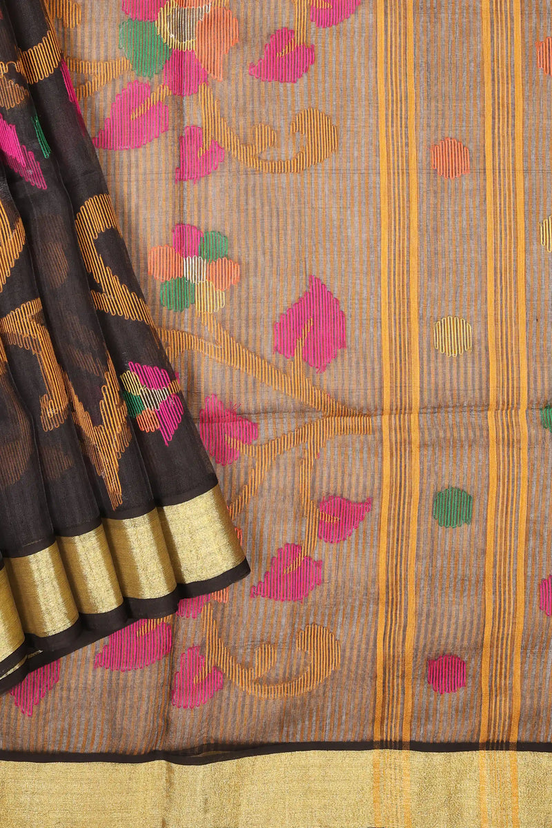 Black Jamdani Muslin Cotton Saree