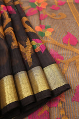 Black Jamdani Muslin Cotton Saree