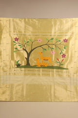 Lemon Yellow Handloom Silk Paithani Saree with Triple-muniya Border