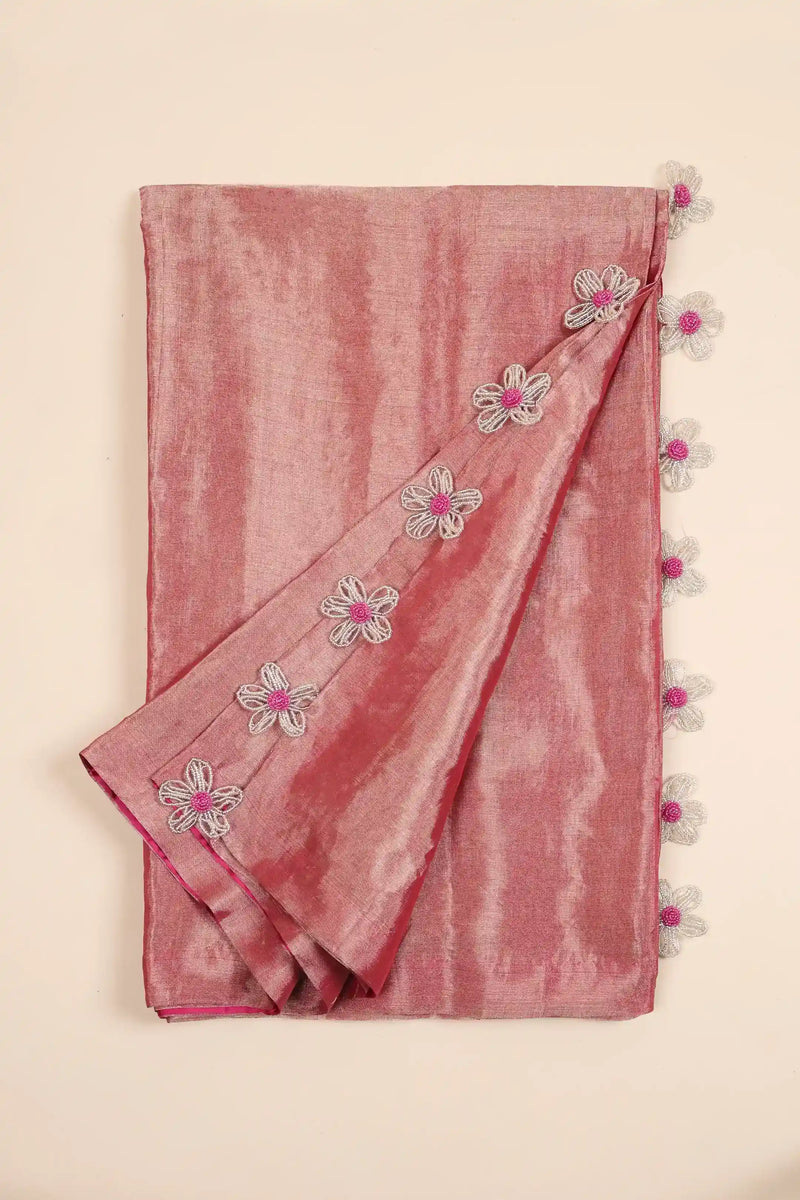 Pink Chanderi Tissue Saree