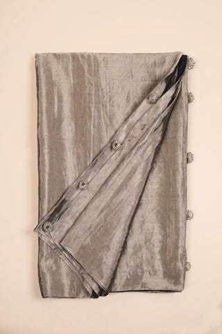 Grey-Silver Chanderi Tissue saree