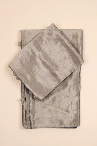 Grey-Silver Chanderi Tissue saree