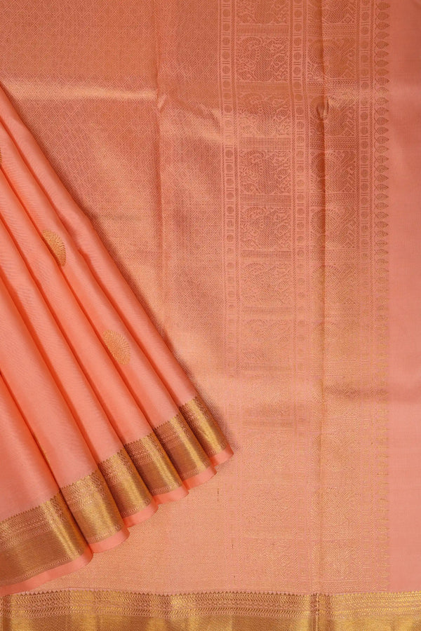 Peach Kanchipuram Pure Silk Saree