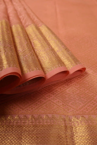 Peachy Pink Kanchipuram Pure Silk Saree (Made to order)