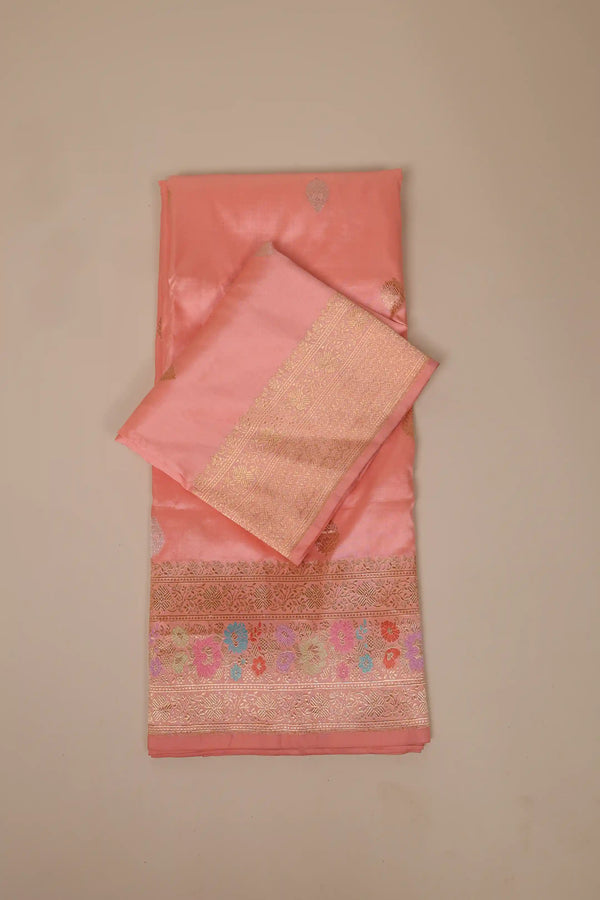 Peach Banarasi Pure Silk Saree