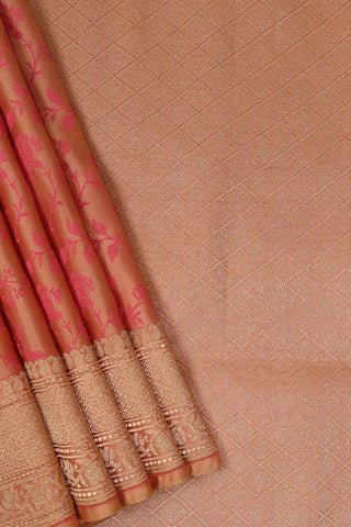 Peachy-Pink Banarasi Tanchoi Silk Saree