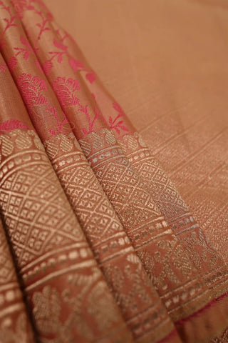 Peachy-Pink Banarasi Tanchoi Silk Saree